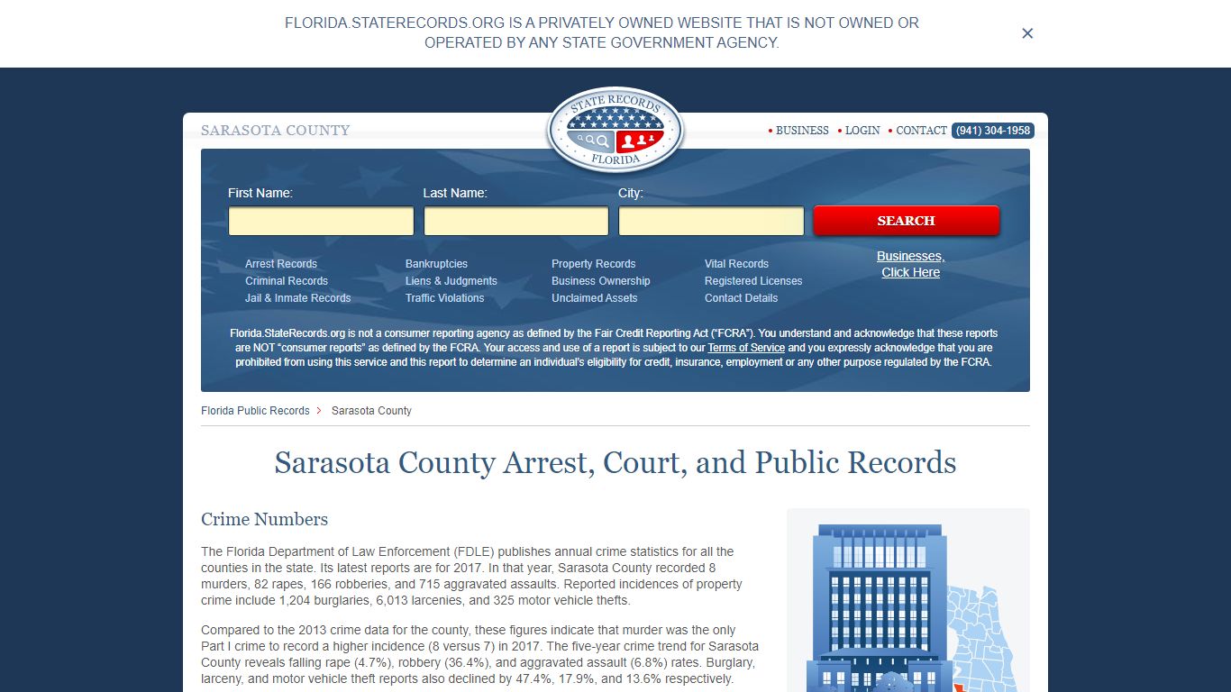 Sarasota County Arrest, Court, and Public Records